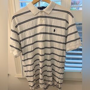 Ralph Lauren Men's White Polo with Black Stripes